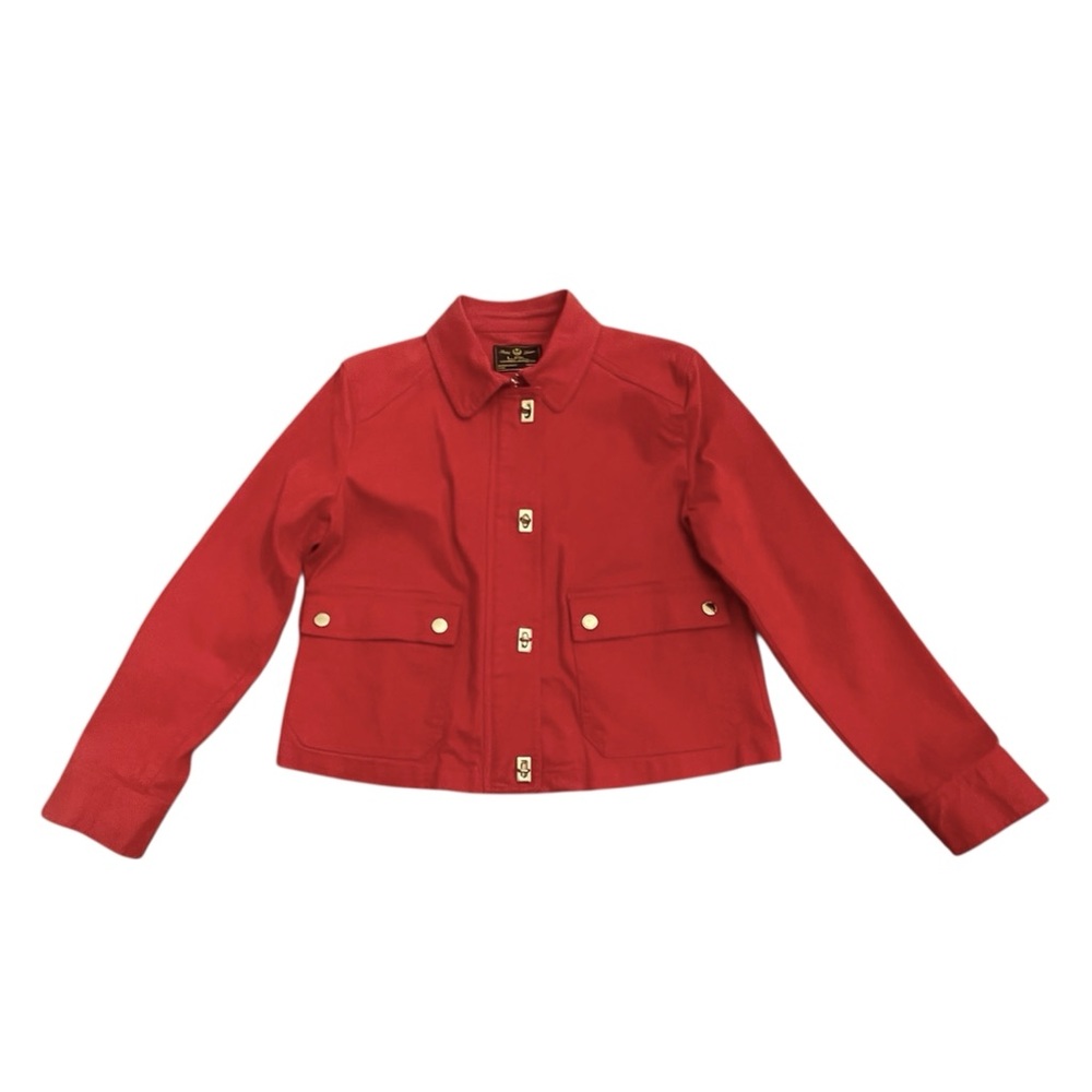 LRL Lauren Jeans Co Red Denim Jacket with Turn-Lock Buttons - Picture 5 of 11